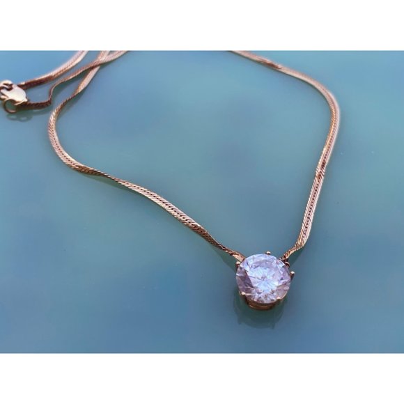 Vintage 14K Gold Serpentine Chain With 3 Carat Clear Tourmaline 4 grams - Picture 11 of 16